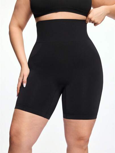 SHAPORA Fondo de ropa interior moldeadora de unicolor de cintura alta, versátil y casual para tallas grandes