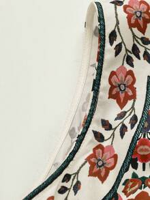 SHEIN Clasi 女士花卉波西米亚风优雅无袖系领连体裤 - 彩色 - 查看 4