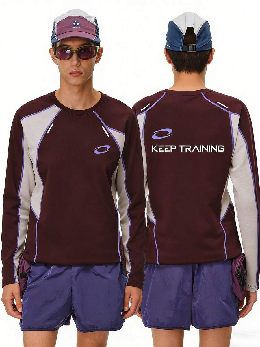 Manfinity Acti Log Men's Outdoor Casual Graphic Print Round Neck Long Sleeve T-Shirt - Multicolor - View 1