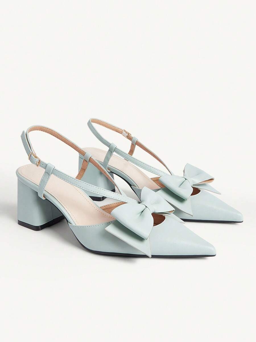 CUCCOO CHICEST 女士时尚优雅尖头蝴蝶结装饰高跟鞋 - 薄荷綠 - 查看 1