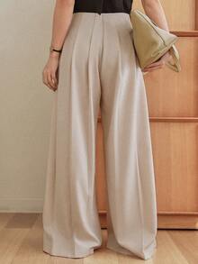 Dazy-Less 女士优雅喇叭休闲裤，适合商务、办公、通勤、职业装穿着，春夏皆宜 - 白色 - 查看 8