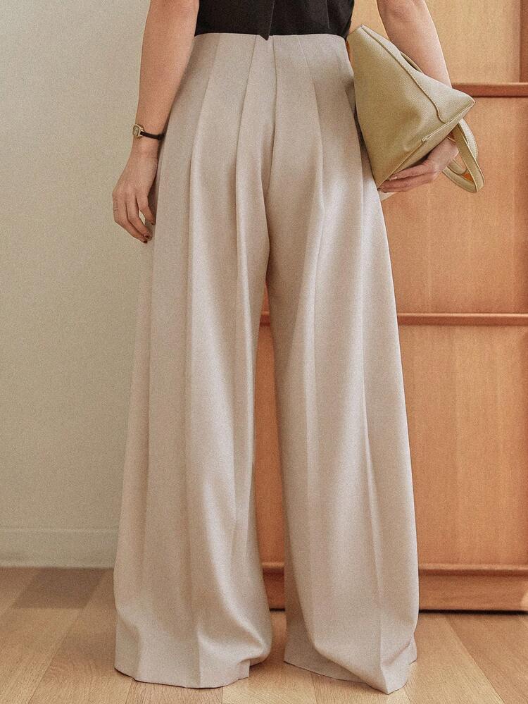 Women's Elegant Design Flared Casual Pants, Suitable For Business, Office, Commuting, Professional Wear, Spring & Summer