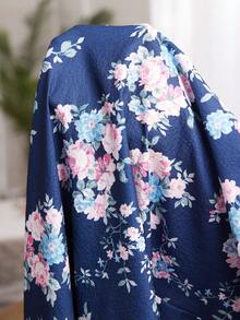 Serenescape Camisón de mujer casual con estampado floral, cuello en V con adorno de encaje y mangas cortas en contraste de color - Multicolor - Ver 8