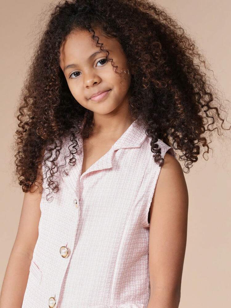 Sleeveless Vest And Shorts Set With Checkered Pattern