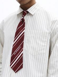 SUMWON 修身长袖条纹衬衫，配可拆卸领带，商务休闲办公装 - 彩色 - 查看 6