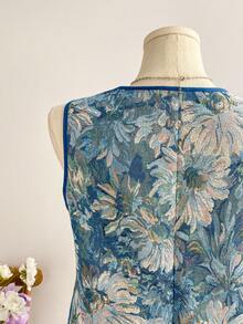 Soleia Áo tank top cỡ lớn dành cho nữ, kiểu dáng thường ngày, phong cách retro, họa tiết cây nhiệt đới, chất liệu jacquard, buộc dây, có họa tiết, thích hợp cho kỳ nghỉ. - Nhiều màu - Xem 6