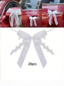 10 chiếc/gói: Nơ lụa trang trí đám cưới, nơ cài xe, nơ ghế, nơ trang trí tiệc tùng, lễ hội, cổng cưới, bình hoa, phụ kiện chụp ảnh. - trắng - Xem 5