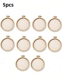 5/10pcs 4cm Mini Wooden Embroidery Hoop Ring,Cross Stitch Frame DIY Handmade Pendant Crafts Embroidery Circle Sewing Kit - Multicolor - View 10