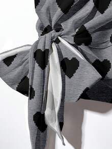 EMERY ROSE 两件套加大码女式休闲爱心印花上衣和裤子套装 - 灰色 - 查看 3