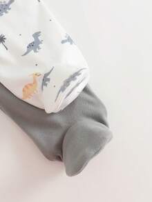 Cozy Pixies 新生儿男女宝宝卡通恐龙图案针织柔软圆领长袖连体衣和裤子两件套 - 彩色 - 查看 7