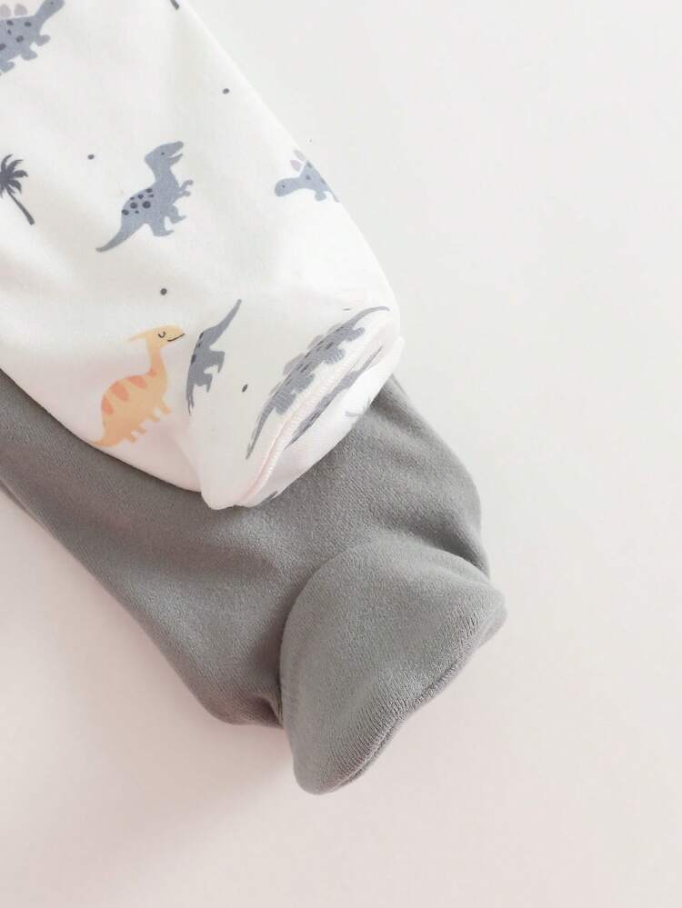 Cozy Pixies Conjunto de 2 piezas de pijama de bebé recién nacido niño/niña con diseño de dinosaurio de punto suave, cuello redondo y manga larga, con cremallera, de fibra de bambú, ropa de dormir unisex para bebés recién nacidos, cómoda para pixies de niños - Multicolor - Añade 7
