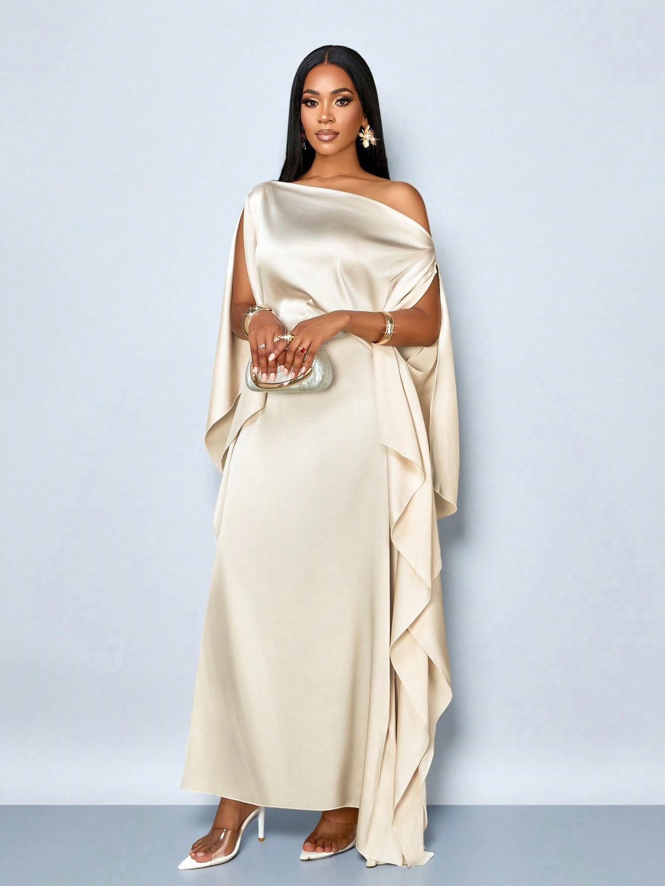 SOLERSUN فستان أنيق للنساء بتصميم غير متماثل للكتف...