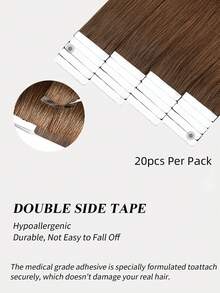 20pcs Straight Tape In 100% Human Hair Extension For Salon Silky Seamless Invisible Honey Brown Blonde For Thin Hair Woman Top Quality Highlight Color Hair Extensions Longlasting Hair - S4 - View 5