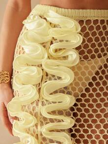 Silquee 时尚镂空花卉开衩长裙 - 黃色 - 查看 9