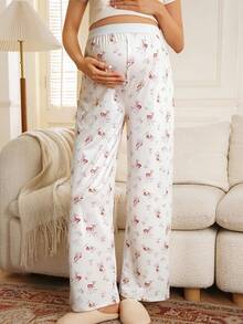 GentleRue Maternity 女士休闲鹿纹弹力腰宽松针织孕妇裤 - 彩色 - 查看 3