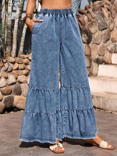 Breezaya Women's Solid Color Casual Denim Jeans