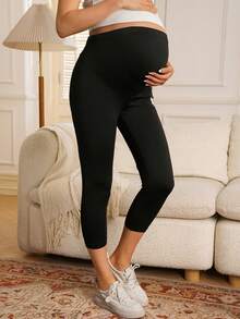 SHEIN 可调节腰围孕妇打底裤，马术印花