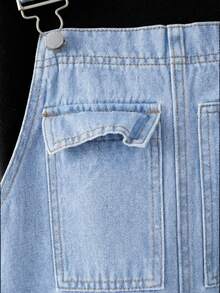 EMERY ROSE Women's Loose Casual Versatile Denim Bib Overall Jumpsuit With Pockets - Light Wash - View 5