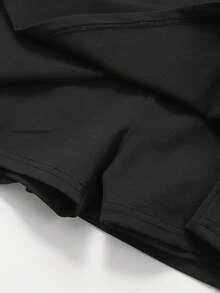 SHEIN Tween Girls Knit Black Criss-Cross Back Strap Casual Snug Fit Dress - Black - View 4