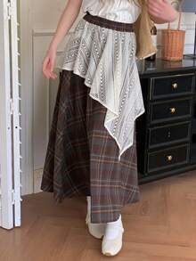 DAZY Teen Girls Plaid Minimalist Casual Skirt