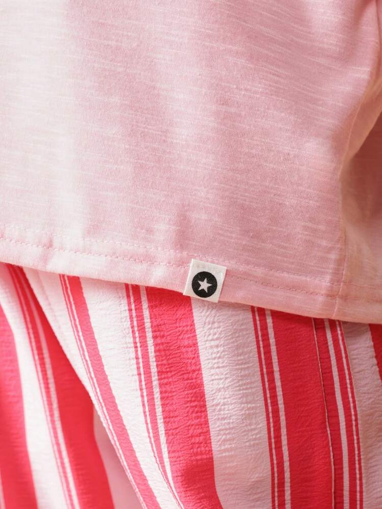 Fresh Juice Tee With Stripe Pants Set