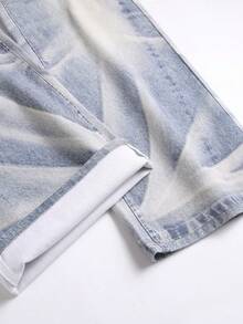 Manfinity Roughcore Quần jeans ống đứng dáng rộng in 3D sang trọng dành cho nam giới, phong cách thường ngày. - Rửa nhẹ - Xem 6