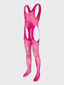 WENEZON Men's Sexy Hollow-Out Design Jumpsuit In Magenta Valentine's Day Gifts - Hot Pink - View 7