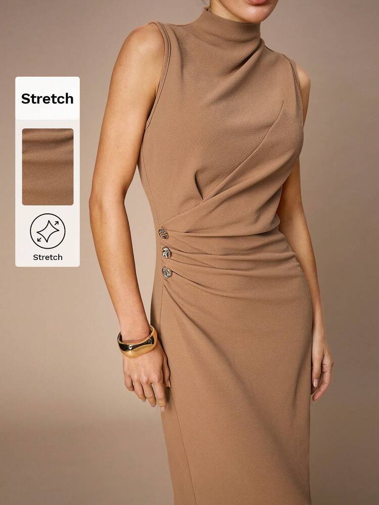 SHEIN Maija Women's Solid Color Pleated Collar Sleeveless Dress, Long Summer Dress For Women, Summer Dresses, Summer Outfits, Summer Clothes , Spring Break Outfits, Valentines Day ,Wedding Guest Dress For Women, Birthday Outfits For Women, Birthday Dresses For Women , Elegant Dress Women, Elegant Blouses For Ladies, Casual Dress For Women, Vacation, Vacation Outfits For Women, Sequin Dress , Glitter Dress