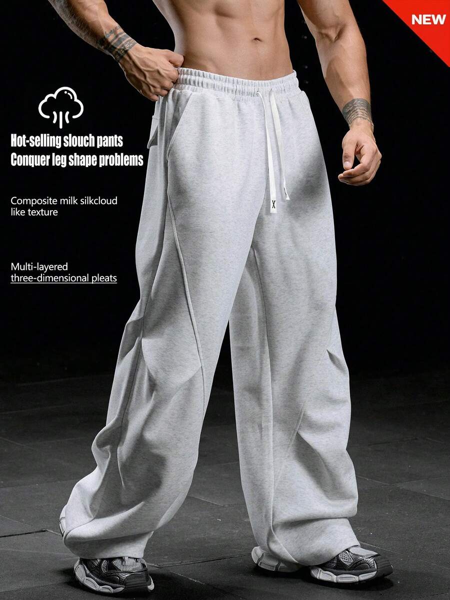 Gym Rark Men's Solid Color Casual Sports Pants - Grey - View 1