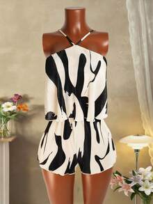 Mistrie Women's Color Block Sleeveless Romper - Apricot - View 7