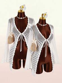 Amplova Đồ che phủ hở lưng gợi cảm, tay dài bó sát, gợi cảm và tiên phong cho nữ - Màu be - Xem 4
