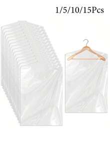 10/15件装衣物防尘罩，透明塑料衣物防尘袋，悬挂式服装袋，干洗店服装悬挂袋，可重复使用防尘袋，适用于学校、办公室、家庭、旅行中的衬衫、西装、连衣裙、外套等，便携式防尘服装袋（不含衣架） - 彩色 - 查看 1