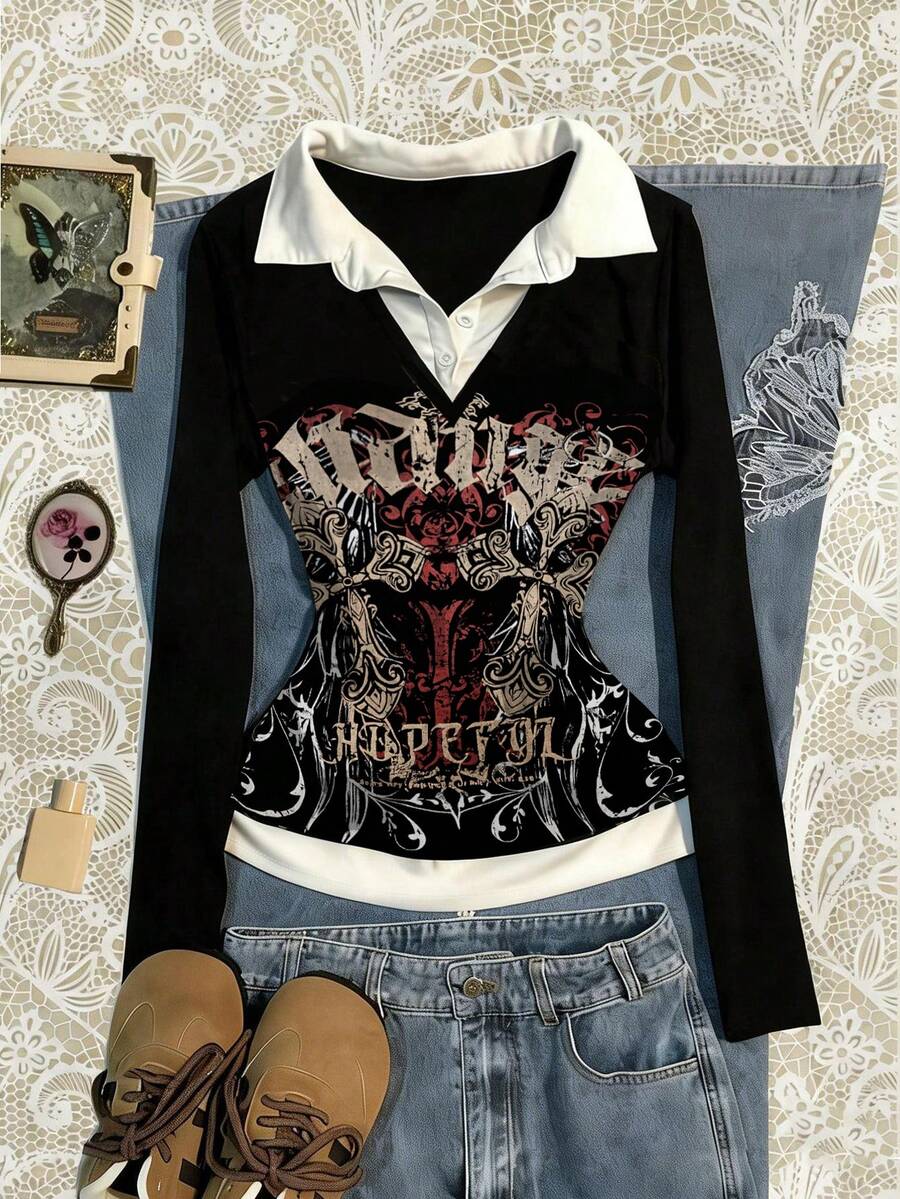 Glimmora Áo len nữ kiểu dáng thường ngày, phối màu, họa tiết chữ thập, thích hợp cho mùa xuân/thu. - màu đen - Xem 1