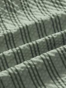 Manfinity Swimmode Men's Striped Casual Elastic Waist Drawstring Beach Shorts, Summer - Army Green - View 4