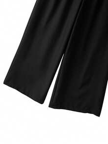 SHEIN Clasi Bộ đồ 2 món cỡ lớn: Áo sơ mi kẻ sọc phối màu thường ngày + Quần dài đơn giản. - Đen và trắng - Xem 14