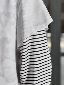 NEON BLANC Áo sơ mi dài tay nam kẻ sọc và họa tiết rằn ri, cài cúc phía trước, kiểu dáng thường ngày. - trắng - Xem 6