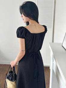 DAZY Women's Off-Shoulder Bodycon Textured Mid-Length Dress - Black - View 5