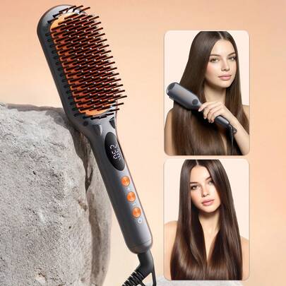 JMMO HAIR | Straightener Brush, Straightener Comb With 16 Temps, Negetive Ion For Less Frizz, For Home Salon, Fast Heating Tech With Auto-Off, Anti-Scald-EU Plug