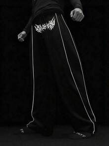 Manfinity Sport PWRUP 男士哥特印花抽绳腰宽松运动裤