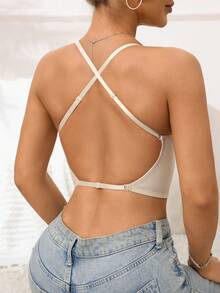 Women's Solid Color Short Camisole Tank Top, Suitable For All Seasons - Beige - View 2