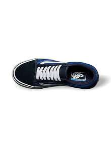 Vans Giày thể thao unisex thoáng khí, thấm mồ hôi, nhẹ, màu trơn, đa năng, có logo, dễ giặt, thích hợp cho thể thao, học đường và hàng ngày, màu xanh navy và trắng VNOA2Z5WIVF - Màu xanh / trắng - Xem 7