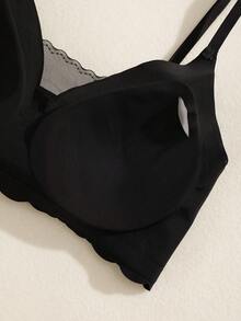 NudeFit Bygelfri mesh-bh med lapptäcke, avtagbar vadderad kupa för kvinnor - Svart - Visa 9