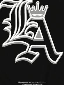 Manfinity LEGND Plus Size Men's Letter Print Round Neck Short Sleeve Casual Versatile T-Shirt Los Angeles T-Shirt - Black - View 5