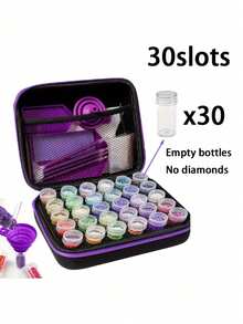 30/60/120 Slots DIY Diamond Painting Storage Case, Upgraded Canvas Organizer With Accessories, Shockproof Bead & Art Supply Holder, Portable Jewelry Container With Tools, Multifunctional Craft & Sewing Supplies Kit, Plastic Material - Multicolor - View 11