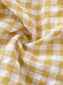 SHEIN Baby Girls' Yellow Plaid Sleeveless Ruffle Top And Pants Set, Suitable For Outings And Daily Wear, Spring/Summer - Yellow - View 7