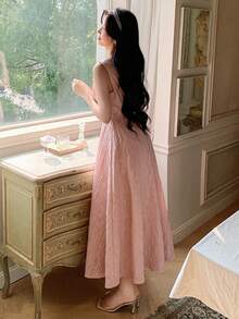 DAZY 春夏正式礼服，优雅派对长裙，修身休闲长款女装，粉色连衣裙 - 粉色 - 查看 4