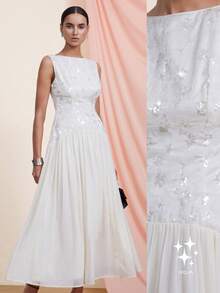 Aveloria Rosie Đầm chiffon đính sequin thời trang, thiết kế độc đáo và cao cấp. - trắng - Xem 1