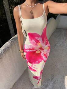 Zyxie Vestido ajustado con estampado floral para mujer, adecuado para vacaciones, citas y salidas - Amarillo - Ver 4