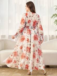 Reflora 新款奢华优雅宽松V领长袖连衣裙 - 彩色 - 查看 3