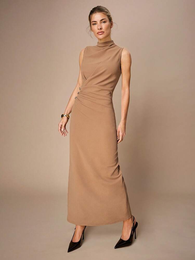 SHEIN Maija Women's Solid Color Pleated Collar Sleeveless Dress, Long Summer Dress For Women, Summer Dresses, Summer Outfits, Summer Clothes , Spring Break Outfits, Valentines Day ,Wedding Guest Dress For Women, Birthday Outfits For Women, Birthday Dresses For Women , Elegant Dress Women, Elegant Blouses For Ladies, Casual Dress For Women, Vacation, Vacation Outfits For Women, Sequin Dress , Glitter Dress